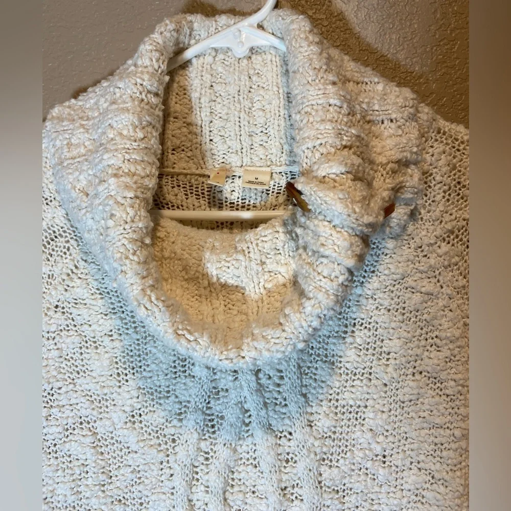 Moth Anthropology Ivory Cowl Neck Chunky Knit Oversized Sweater
